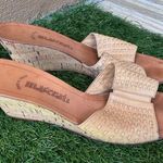 Vintage Maserati Woven Leather Wedge Sandals Made in Italy Tan Size 10 Photo 3