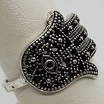 Silver Tone Hamsa Evil Eye Ring Size 8 Photo 2