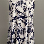 Anne Klein Pleated Bloomcore Dress Size 6 Navy White Floral Mature A-Line Work Photo 0