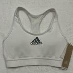 Adidas Sports Bra XS Training Top White Aero Medium Support Blue Transfer Alert Photo 0