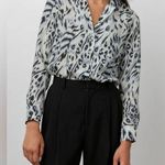 Rails Rebel Ivory Snow Leopard Long Sleeve Button Down Blouse Size S Photo 0