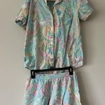 Lauren Ralph Lauren Paisley Pastel Cotton Boxer Pajama Set Size Medium Preppy Blue Photo 1