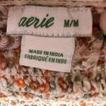 Aerie  Tan and Brown Puffed Crop Blouse size‎ M floral print Photo 3