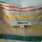 Madewell Linen Short-Sleeve Tie-Front Shirt Size S Pineapple Stripe Button Down Photo 3