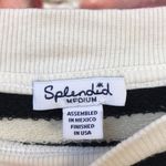 Splendid Black and White Striped Distressed Crew Neck Longline Sweater Photo 9