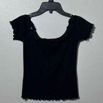 Iris basic  Women Black Ribbed Off Shoulder Top size Small. Photo 0
