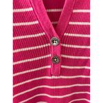 Lauren Ralph Lauren Womens Striped Henley Top Size XL Pink Cotton Ribbed Preppy Photo 2