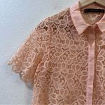 ZARA  Peach Guipure Lace Button Up Top Size Small Photo 3