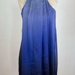 Halston Heritage Blue Chiffon Drape Midi Dress Photo 0
