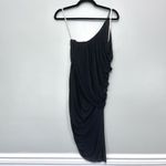 Halston Heritage Black One Shoulder Draped Asymmetrical Dress Small Photo 3