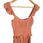 Socialite Smocked Waist Ruffle Strap Sleeveless Cotton Mini Dress Coral S Photo 2
