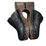 Lucky Brand platform retro belvy studded Black Leather Clogs slip on buckle Sz 9 Photo 8