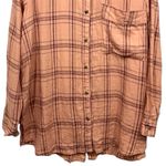 Free People No Limits Boho Plaid Linen Button Up Shirt L Photo 6
