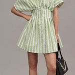 Anthropologie  The Tobie Mini‎ Shirt Dress by Exquise Large Green Stripe Photo 0