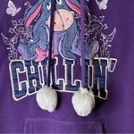Disney Eeyore Chillin Hoodie Sweatshirt Kangaroo Pocket Pompons Women’s L Soft Photo 2