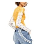 Free People Golden Yellow Big Sur Long Sleeve Tie Dye Thermal Top Medium Photo 6