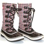 Sorel  tivoli high winter waterproof women’s plaid gingham knit boots size 6 Photo 0
