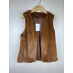 Stella & Dot  Soft Faux Fur Vest Women XS Rusty Brown NWT Cozy Open Front Photo 1