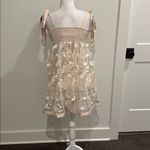Mustard Seed NWT  champagne and gold detail babydoll mini dress Sz L Photo 2