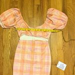 ASOS  Design Women’s 6 Pink Orange Plaid Cut Out Puff Sleeve Zipper Mini Dress Photo 3