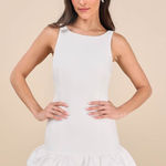 Lulus NWT  Superb Aura White Ruffled Drop Waist Mini Dress Cocktail Party Size S Photo 0