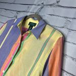 Lauren Ralph Lauren Pastel Stripe Button‑Up Shirt M Streetwear Y2K Preppy Blouse Purple Size M Photo 6