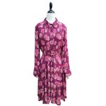 Nanette Lepore  Women's Size 2  Burgundy Floral Pintuck Button Down Shirt Dress‎ Photo 1