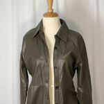 Leather Trench Coat Green Size M Photo 0