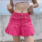 Barbie Pink Y2K pleated hem front button mini skirt with side zipper Size M Photo 0