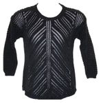 Chelsea & Theodore Crochet Knit Sheer Sweater Navy Blue Jr Size XL Photo 1