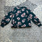 Luna Keyhole Long Sleeve Floral Top Green Large Photo 4