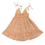 Z&L Europe Plunge Neck Tied Shoulder Embroidered Kona Babydoll Dress Peach sz S Orange Photo 6