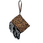 Justin Boots NWT! Justin Cheetah Red Western Fringe Convertible Mini Shoulder Wristlet Bag Photo 2
