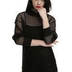 Hot Topic  XS Black Fishnet Tunic Hoodie Sheer Long Grunge Punk Whimsigoth Goth Photo 0