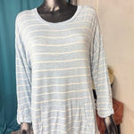 Peyton Primrose Blue White Striped Pocket Tunic Top Shirt XL TG Rayon Spandex Photo 0