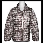 Sportcaster Tan White Tie Dye Packable Down Puffer Jacket Coat XS Warm Cozy Brown Photo 0
