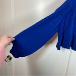 Pilcro Anthropologie  babydoll textured top cropped long sleeve royal blue sz MP Photo 3