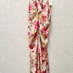 NWT Miss Circle Zarina Lace Floral Corset Satin Gown Maxi Dress Red Women's XS Photo 4