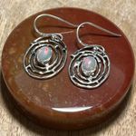 Sterling Silver NWOT Ethiopian Opal Spiral Web 925  Drop Earrings Photo 8