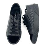 Quilted flat sole sneakers casual lace shoes genuine leather low top trainers Black Size 6 Photo 0
