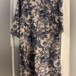 Floral Long Sleeve Dress Women's M Blue White Elegant Chic Spring Casual Size M Photo 3