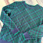 Lands’ End Cotton Blend Plaid Crewneck Sweater​ Blue Photo 1