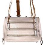 Rebecca Minkoff Pale Gray Moto Leather Three Zip Fringed Crossbody Bag Photo 4