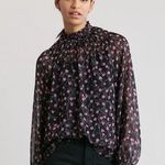 Elizabeth and James Smocked Mock Neck Long Sleeve Top Floral Tank Lined Pattern Photo 11