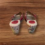 b.o.c. Red Leather Wedge Floral Cork Sandals. Sz. 8 Photo 2