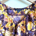 Lands' End Purple Gold Floral Ruffle V-neck Knee Length Dress Women's 4P Photo 6