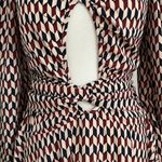 Mulla High Low Ruffle Cut Out Maxi‎ Dress Red Black Geometric Size Medium Photo 6