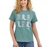 Wrangler Women's Size XL Green Cowboy Boots Short Sleeve Country Graphic T-Shirt Photo 1