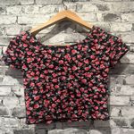Divided EUC By H&M Black Base Pink Floral Crop Top Size Small Photo 0