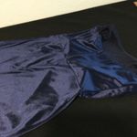 Strapless Navy Blue Satin Formal Dress Gown Slit Sexy Elegant Party Cocktail Size XL Photo 9